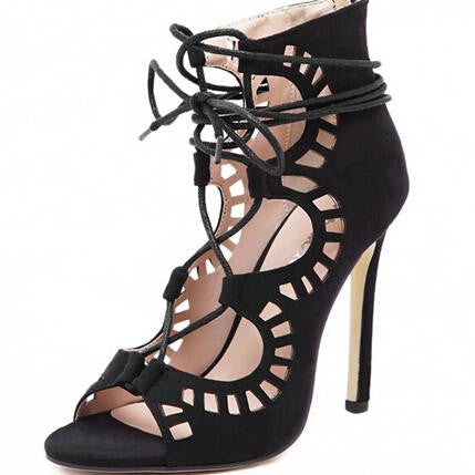 Fashion Women Pumps Women Shoes Sandals Lace up High Heels Cut Outs Shoes Summer Open Toe Sapato Femininos Mujer-Dollar Bargains Online Shopping Australia