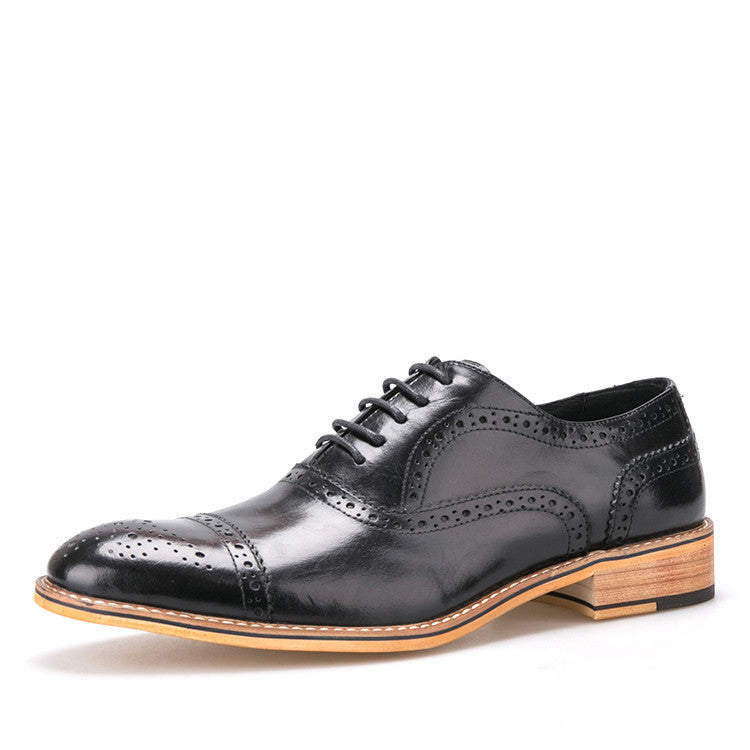 Men Oxfords Shoes British Style Carved Genuine Leather Shoe Brown Brogue Shoes Lace-Up Bullock Business Men's Flats - CelebritystyleFashion.com.au online clothing shop australia