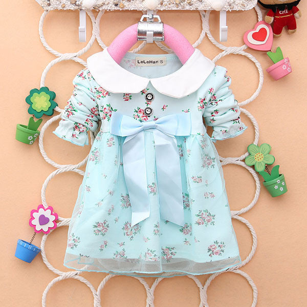 Spring New Fashion Baby Girls Cotton Dress Big Bow Infants Nice Floral Dresses - CelebritystyleFashion.com.au online clothing shop australia