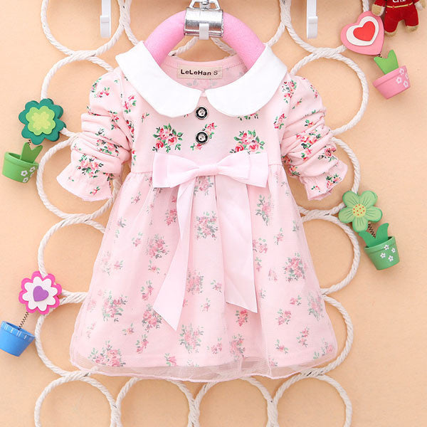 Spring New Fashion Baby Girls Cotton Dress Big Bow Infants Nice Floral Dresses - CelebritystyleFashion.com.au online clothing shop australia