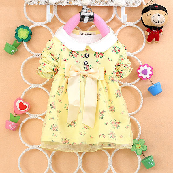 Spring New Fashion Baby Girls Cotton Dress Big Bow Infants Nice Floral Dresses - CelebritystyleFashion.com.au online clothing shop australia