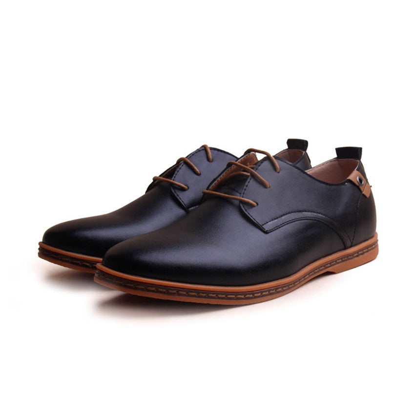 Leather Casual Men Shoes Fashion Men Flats Round Toe Comfortable Office Men Dress Shoes - CelebritystyleFashion.com.au online clothing shop australia