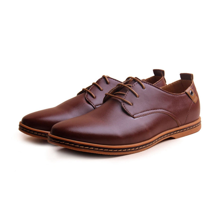 Leather Casual Men Shoes Fashion Men Flats Round Toe Comfortable Office Men Dress Shoes - CelebritystyleFashion.com.au online clothing shop australia