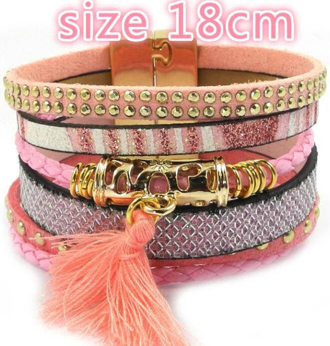 winter leather bracelet have 4 color charm bracelets Bohemian bracelets & bangles Christmas gift for women - CelebritystyleFashion.com.au online clothing shop australia