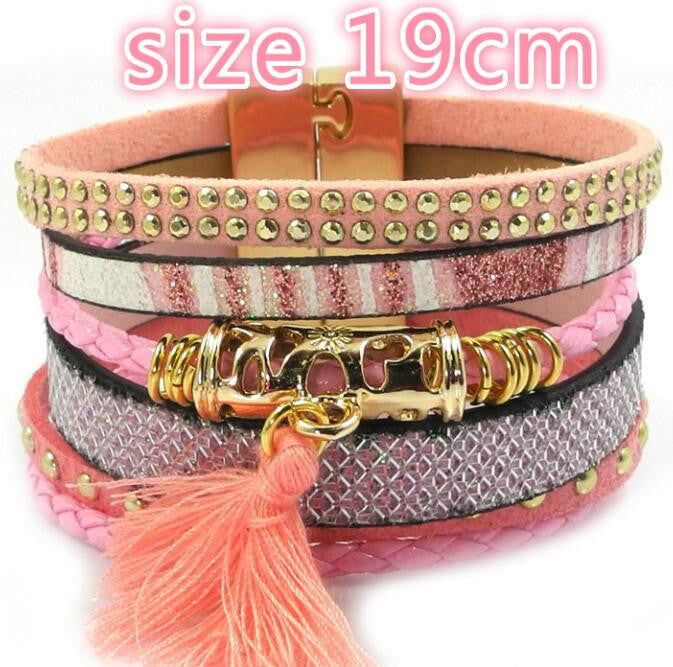 winter leather bracelet have 4 color charm bracelets Bohemian bracelets & bangles Christmas gift for women - CelebritystyleFashion.com.au online clothing shop australia