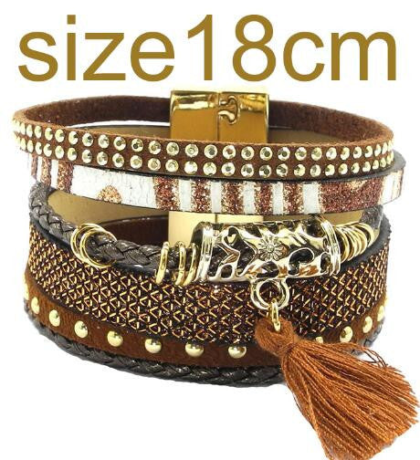 winter leather bracelet have 4 color charm bracelets Bohemian bracelets & bangles Christmas gift for women - CelebritystyleFashion.com.au online clothing shop australia