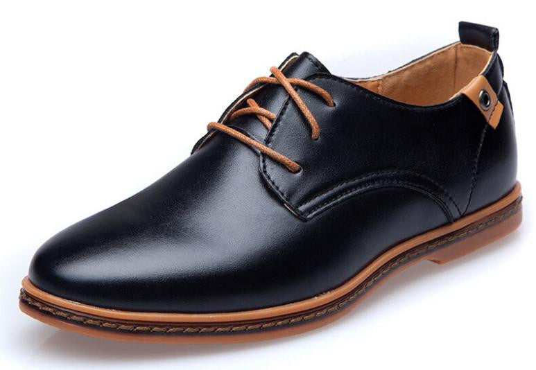 Men Leather Shoes Casual Leather Lace-up Shoes Black Brown Flat Leather Loafers Oxford shoes Plus size 45,46,47 - CelebritystyleFashion.com.au online clothing shop australia