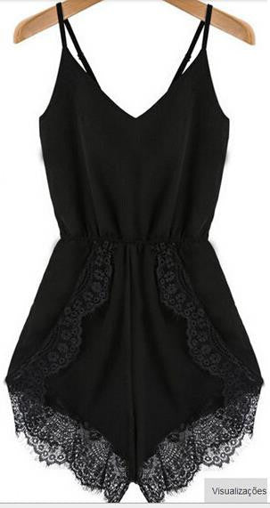 Fashion Lace Stitching Hollow-out Backless Jumpsuits Sexy Lace Playsuit Rompers Womens Jumpsuit-Dollar Bargains Online Shopping Australia