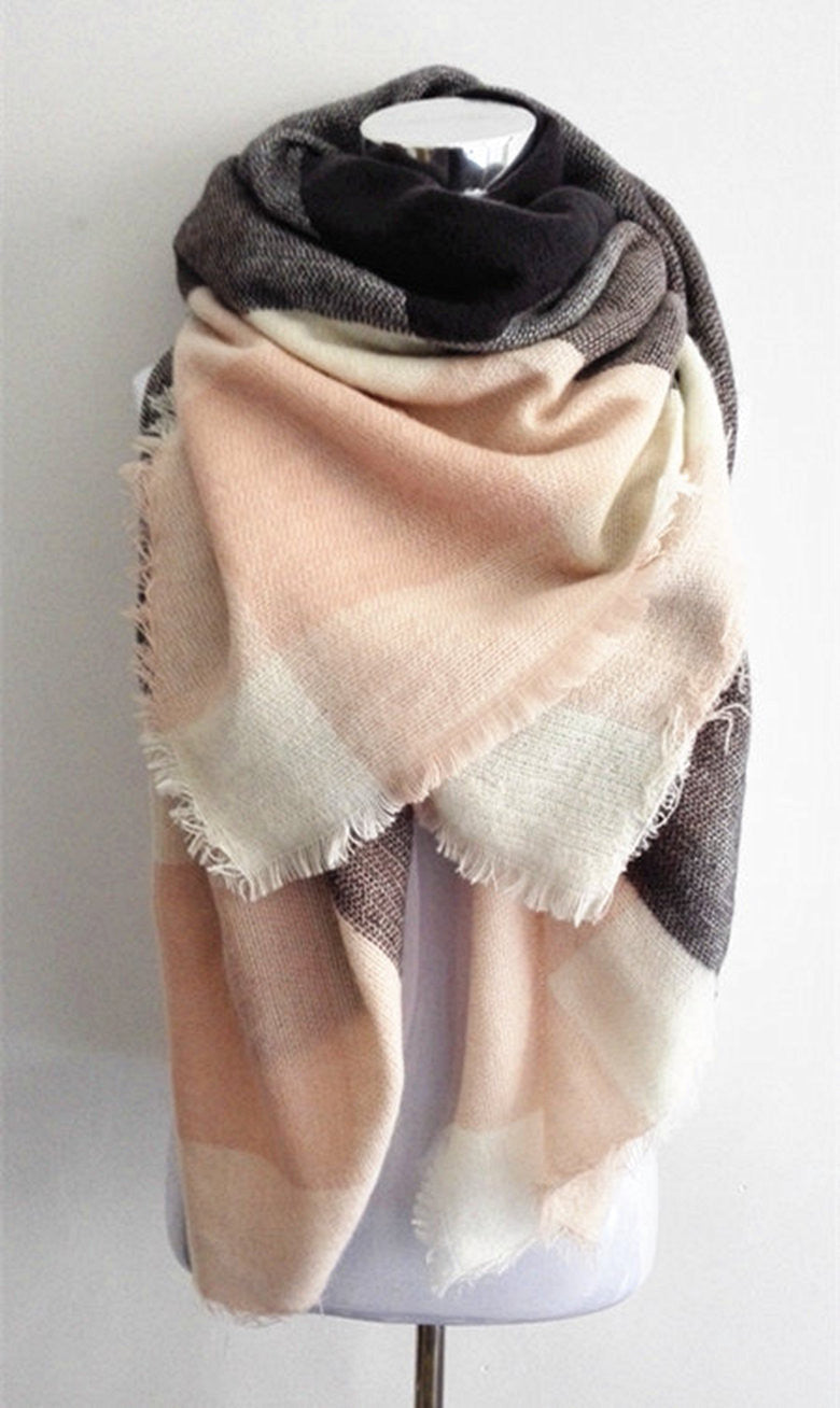 za Winter Tartan Scarf Desigual Plaid Scarf New Designer Unisex Acrylic Basic Shawls Women's Scarves za scarf - CelebritystyleFashion.com.au online clothing shop australia