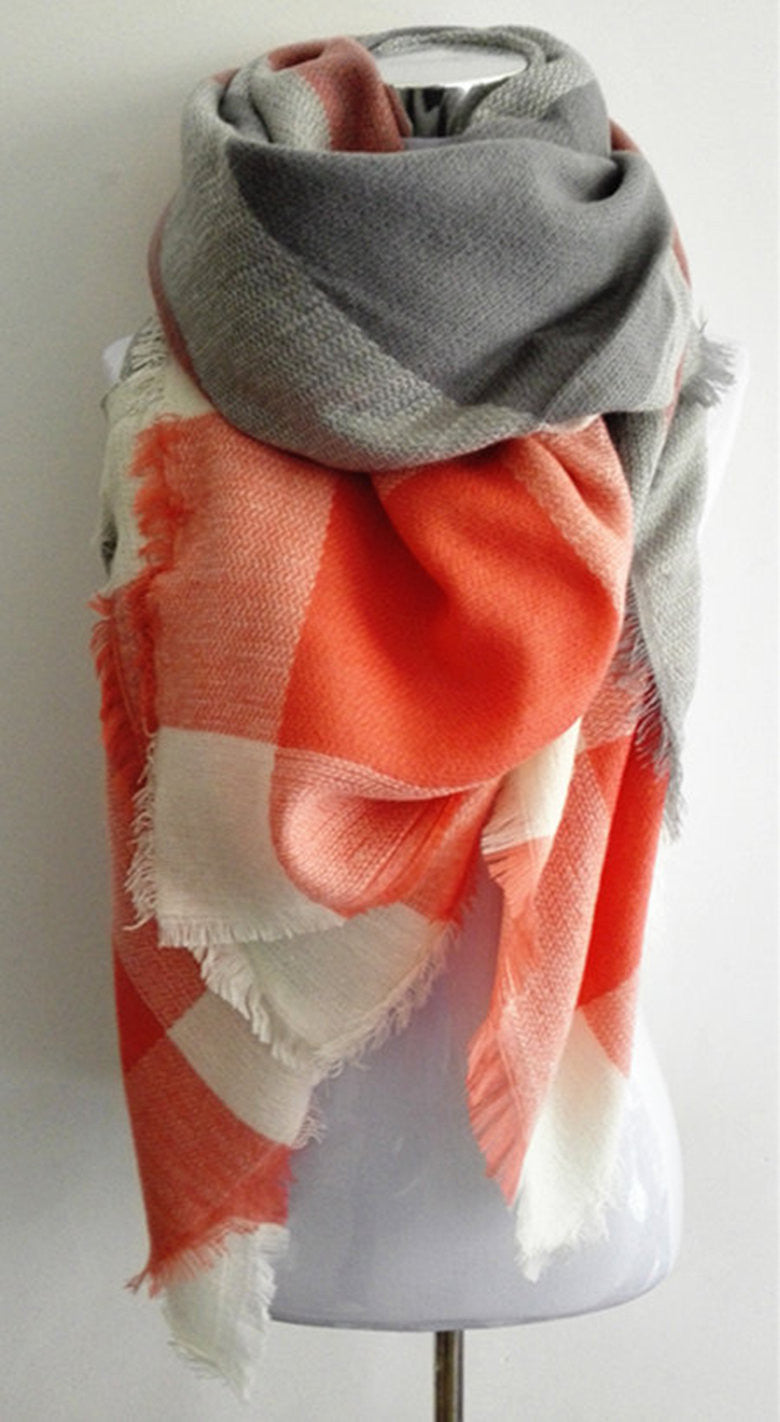 za Winter Tartan Scarf Desigual Plaid Scarf New Designer Unisex Acrylic Basic Shawls Women's Scarves za scarf - CelebritystyleFashion.com.au online clothing shop australia