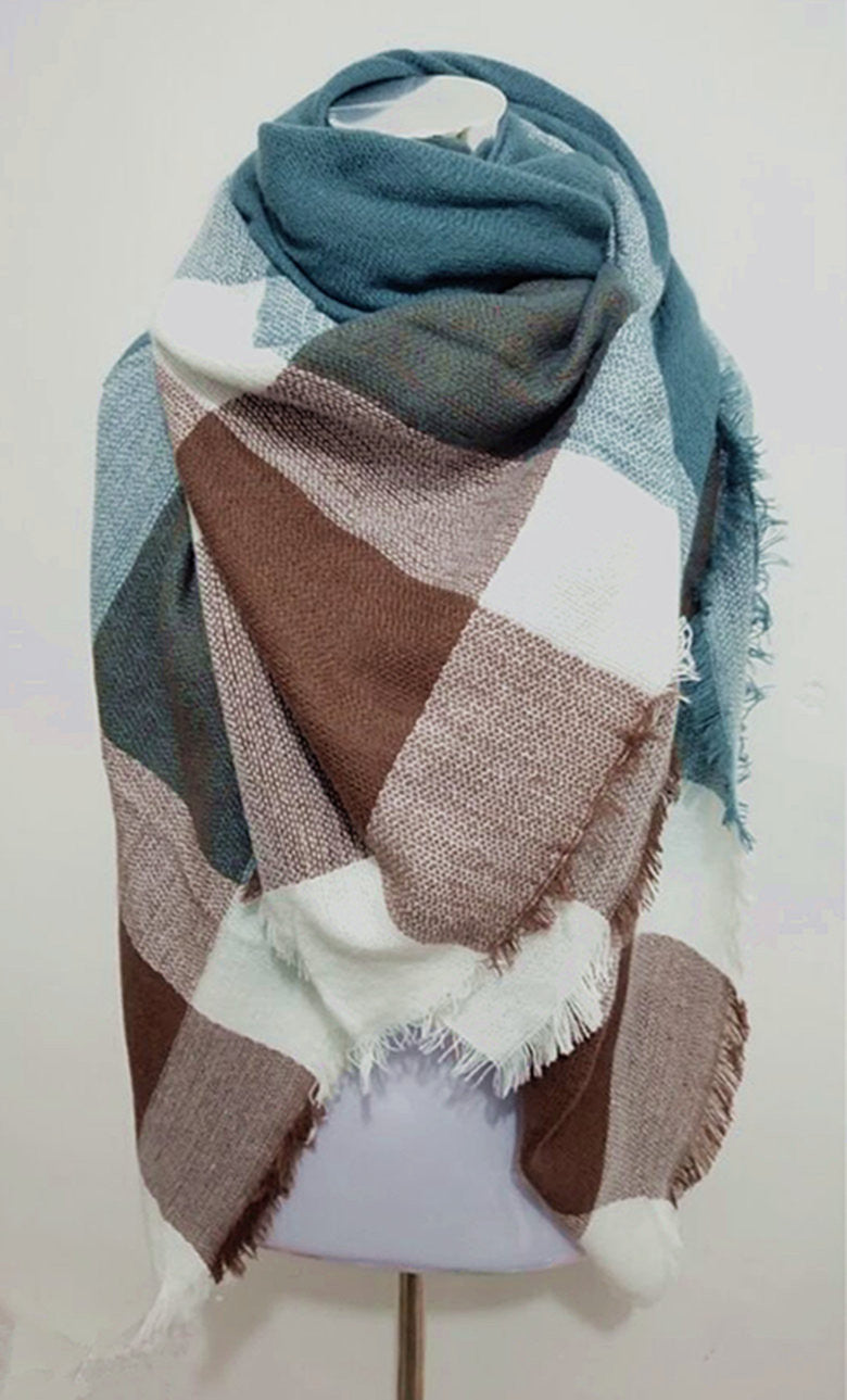 za Winter Tartan Scarf Desigual Plaid Scarf New Designer Unisex Acrylic Basic Shawls Women's Scarves za scarf - CelebritystyleFashion.com.au online clothing shop australia