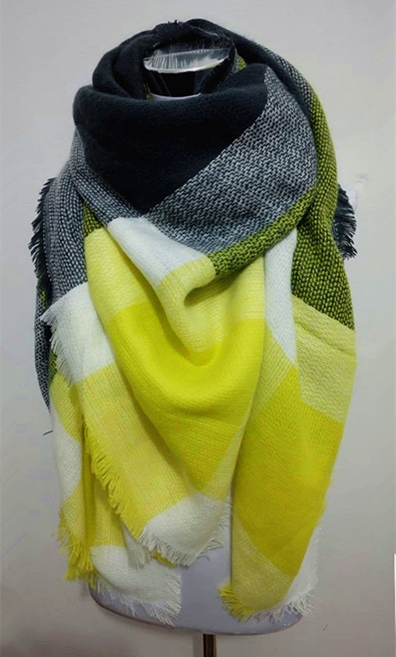 za Winter Tartan Scarf Desigual Plaid Scarf New Designer Unisex Acrylic Basic Shawls Women's Scarves za scarf - CelebritystyleFashion.com.au online clothing shop australia