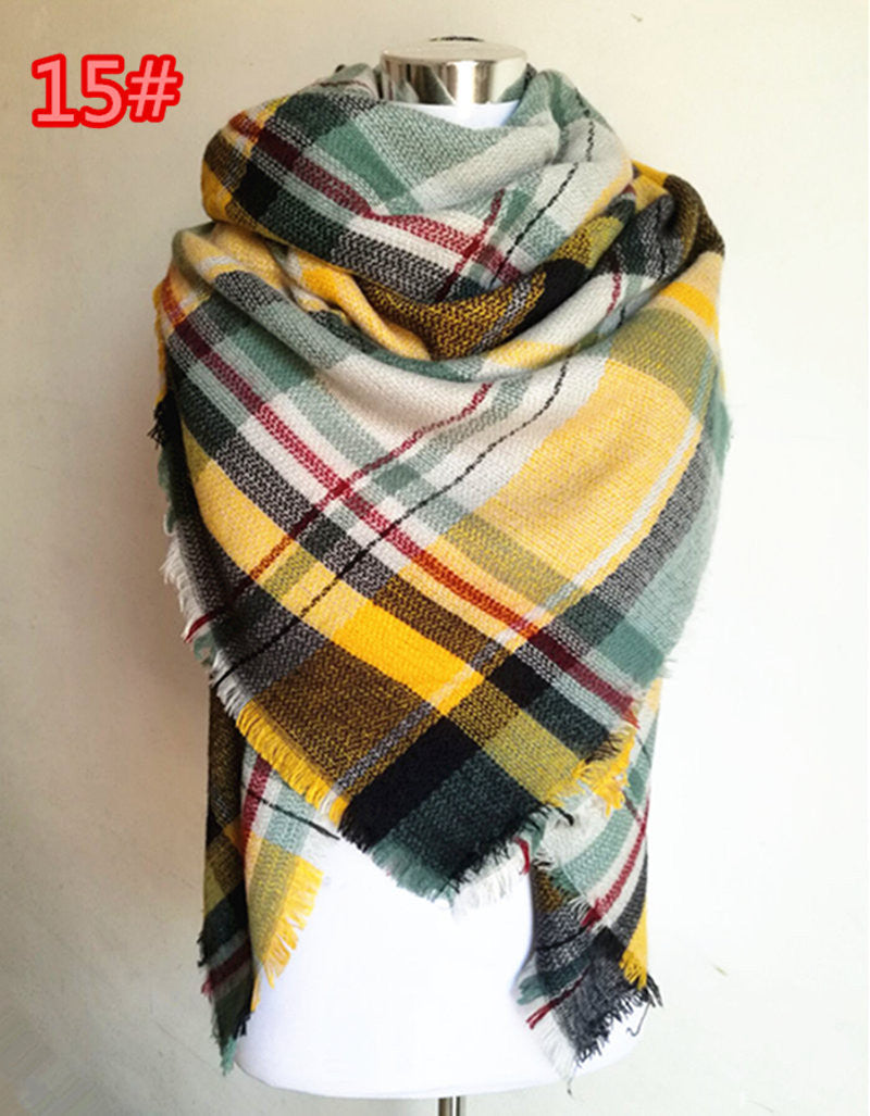 za Winter Tartan Scarf Desigual Plaid Scarf New Designer Unisex Acrylic Basic Shawls Women's Scarves za scarf - CelebritystyleFashion.com.au online clothing shop australia