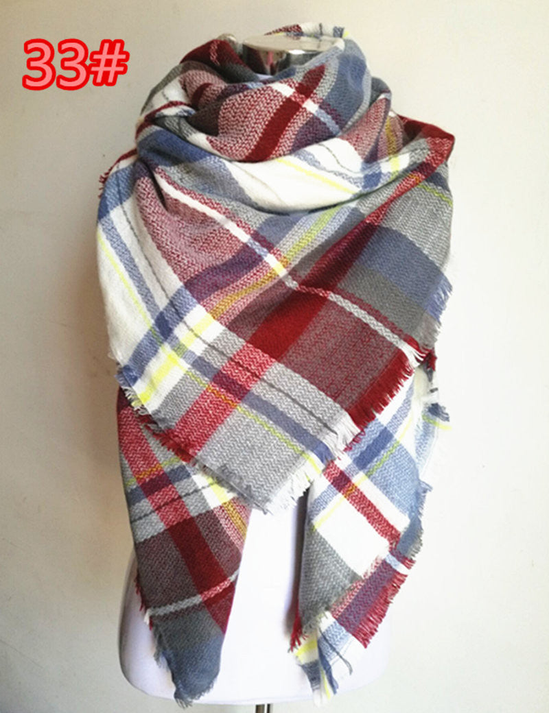 za Winter Tartan Scarf Desigual Plaid Scarf New Designer Unisex Acrylic Basic Shawls Women's Scarves za scarf - CelebritystyleFashion.com.au online clothing shop australia