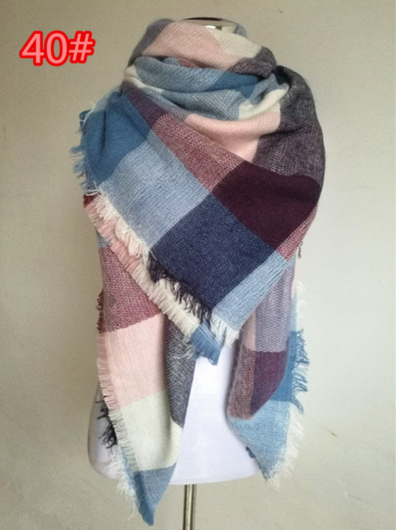 za Winter Tartan Scarf Desigual Plaid Scarf New Designer Unisex Acrylic Basic Shawls Women's Scarves za scarf - CelebritystyleFashion.com.au online clothing shop australia