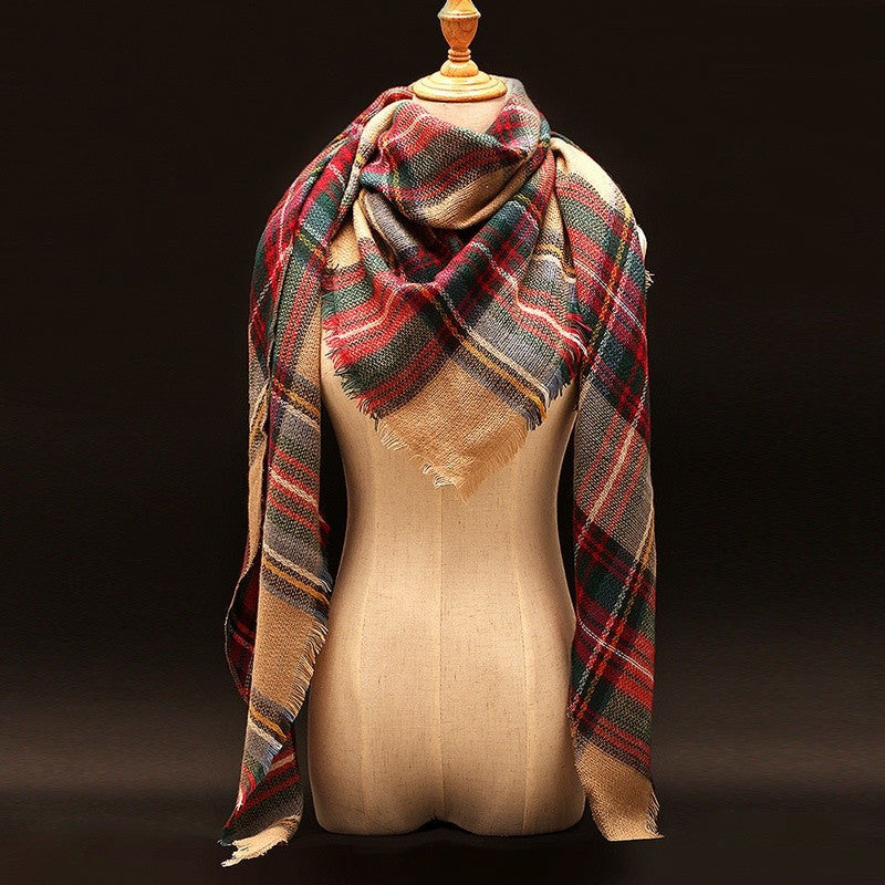 Za Winter Scarf Luxury Brand Tartan Cashmere Scarf Women Wool Plaid Blanket Scarf Pashmina Wrap Shawls and Scarves Hijab - CelebritystyleFashion.com.au online clothing shop australia