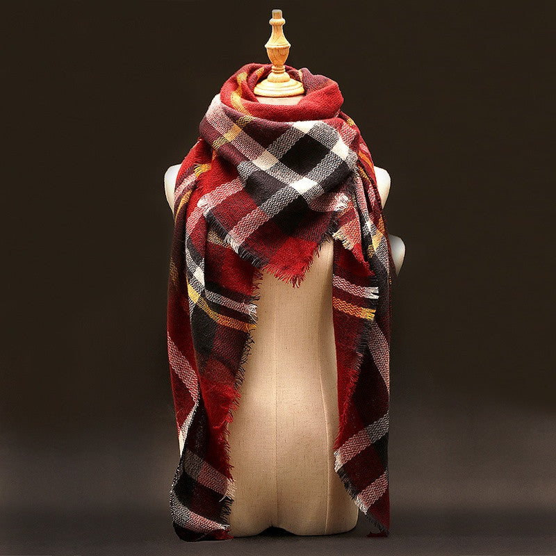 Za Winter Scarf Luxury Brand Tartan Cashmere Scarf Women Wool Plaid Blanket Scarf Pashmina Wrap Shawls and Scarves Hijab - CelebritystyleFashion.com.au online clothing shop australia