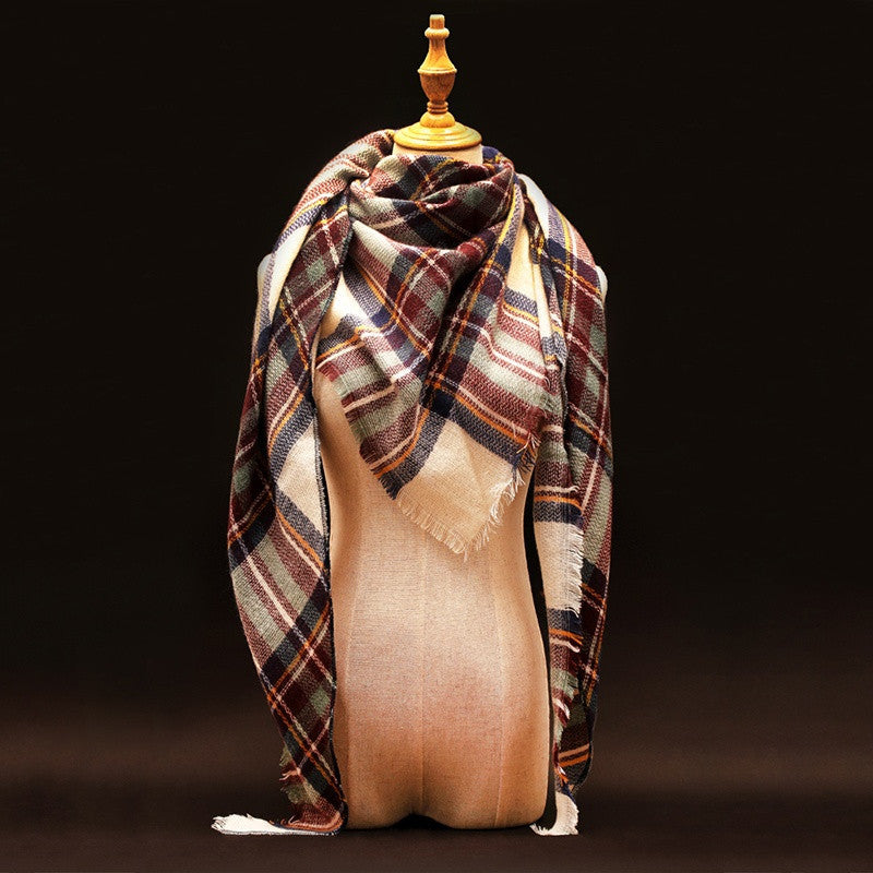 Za Winter Scarf Luxury Brand Tartan Cashmere Scarf Women Wool Plaid Blanket Scarf Pashmina Wrap Shawls and Scarves Hijab - CelebritystyleFashion.com.au online clothing shop australia