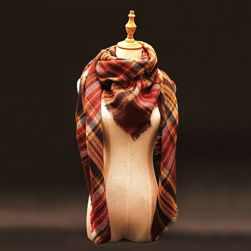 Za Winter Scarf Luxury Brand Tartan Cashmere Scarf Women Wool Plaid Blanket Scarf Pashmina Wrap Shawls and Scarves Hijab - CelebritystyleFashion.com.au online clothing shop australia
