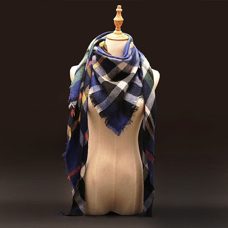 Za Winter Scarf Luxury Brand Tartan Cashmere Scarf Women Wool Plaid Blanket Scarf Pashmina Wrap Shawls and Scarves Hijab - CelebritystyleFashion.com.au online clothing shop australia