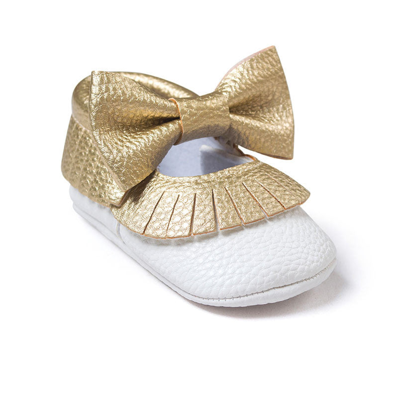 Baby Girls Mary Jane Flower Baby Shoes PU Leather Baby Moccasins Gold Bow Girls First Walker Toddler Moccs - CelebritystyleFashion.com.au online clothing shop australia