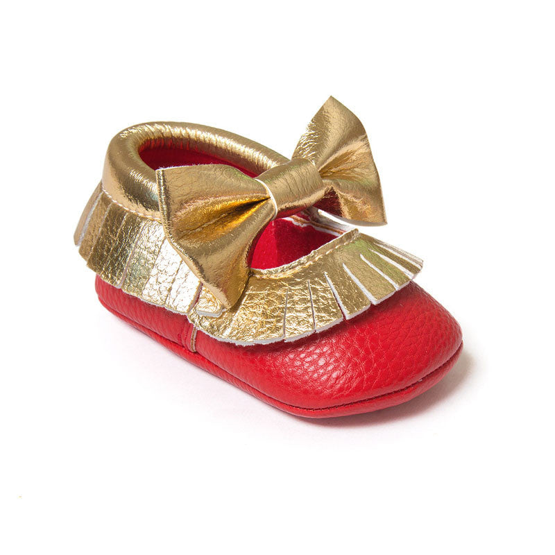 Baby Girls Mary Jane Flower Baby Shoes PU Leather Baby Moccasins Gold Bow Girls First Walker Toddler Moccs - CelebritystyleFashion.com.au online clothing shop australia