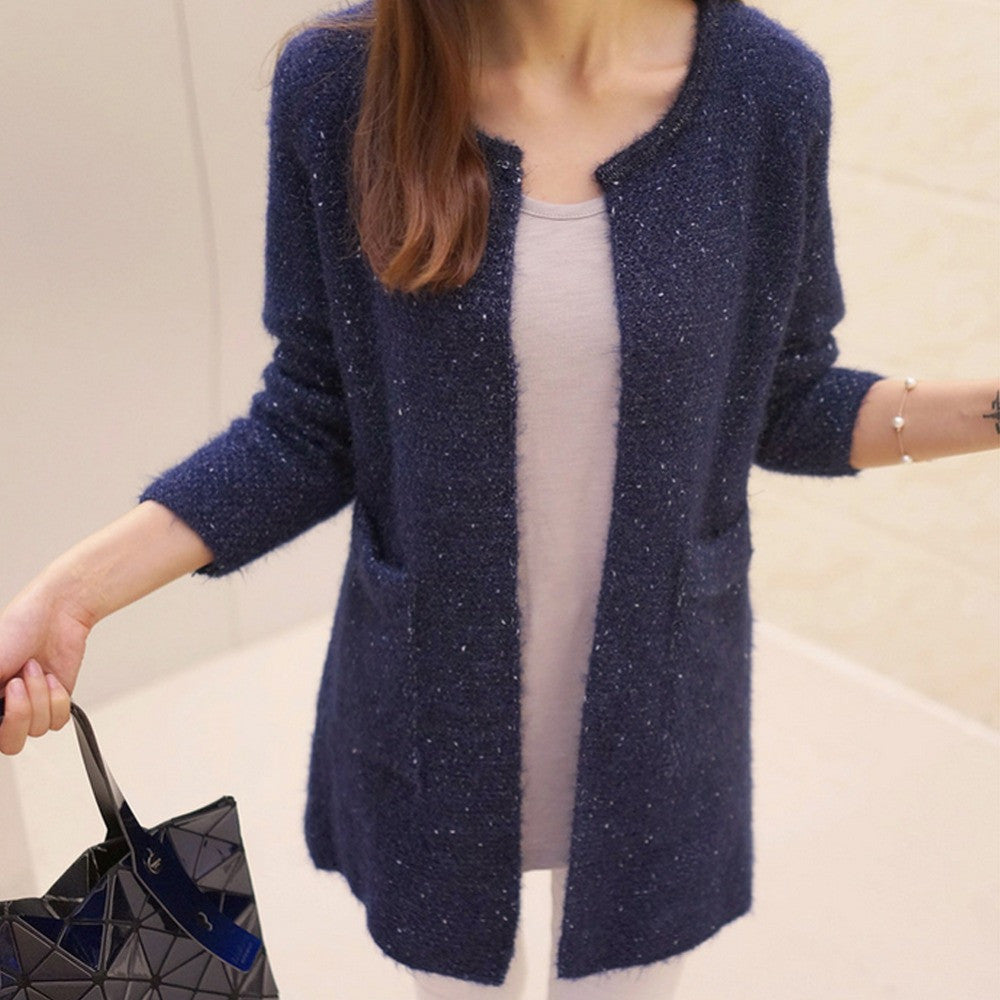 Winter Women Casual Long Sleeve Knitted Cardigans Autumn Crochet Ladies Sweaters Fashion Tricotado Cardigan-Dollar Bargains Online Shopping Australia