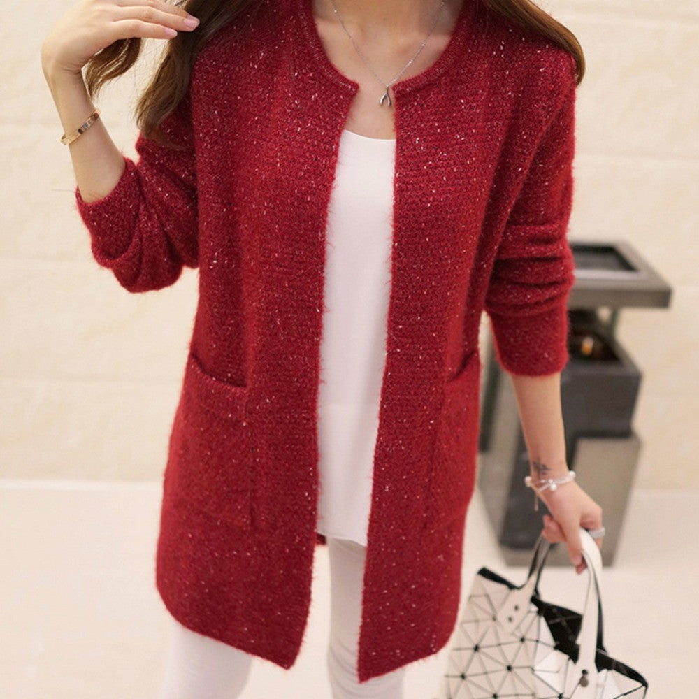 Winter Women Casual Long Sleeve Knitted Cardigans Autumn Crochet Ladies Sweaters Fashion Tricotado Cardigan-Dollar Bargains Online Shopping Australia