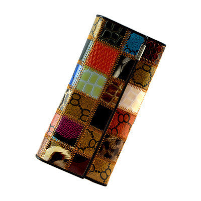 Fashion Long Genuine Leather Women Wallets Multicolor Patchwork Hasp Classic Female Clutch Carteira Feminina Women Purse Wallet-Dollar Bargains Online Shopping Australia