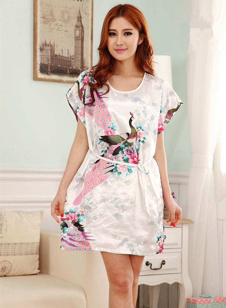 Fashion Lady Summer Robe Women's Silk Rayon Bath Gown Night gown One Size Xsz029-Dollar Bargains Online Shopping Australia