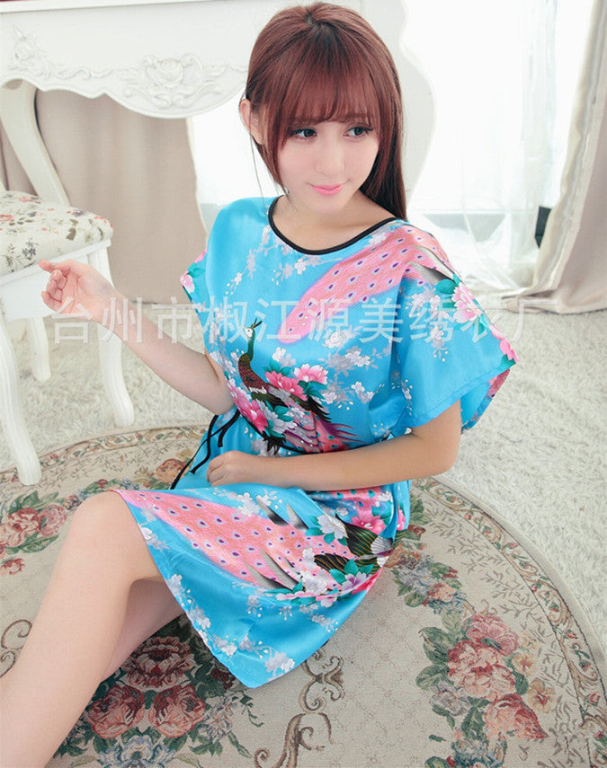 Fashion Lady Summer Robe Women's Silk Rayon Bath Gown Night gown One Size Xsz029-Dollar Bargains Online Shopping Australia