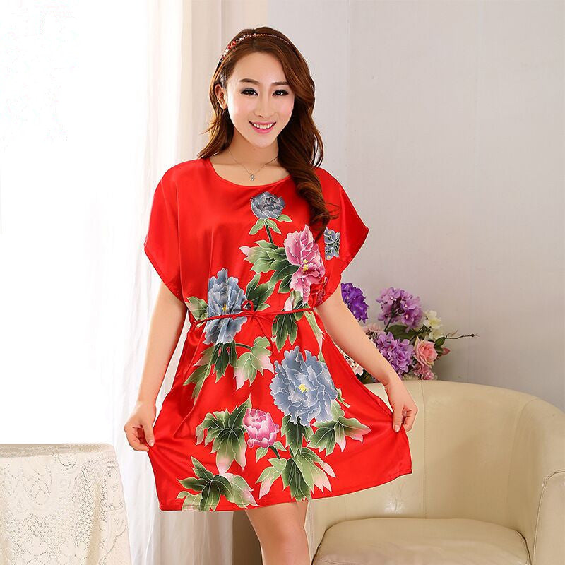 Fashion Lady Summer Robe Women's Silk Rayon Bath Gown Night gown One Size Xsz029-Dollar Bargains Online Shopping Australia