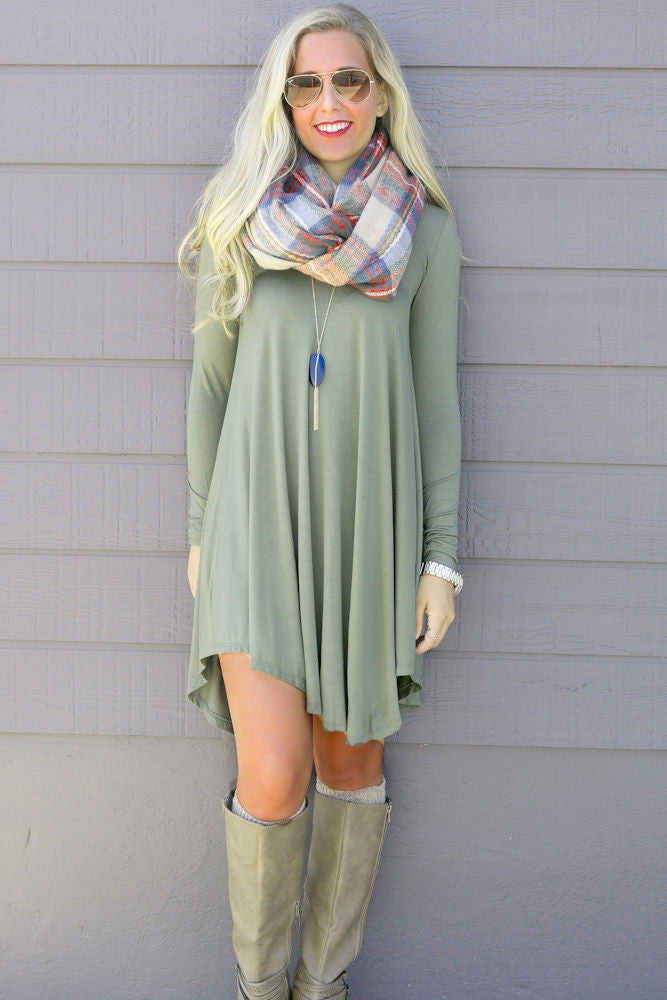 Fashion Clothes Women Autumn Winter Dress Female Cotton O-neck Long Sleeve Mini Woolen Dresses-Dollar Bargains Online Shopping Australia