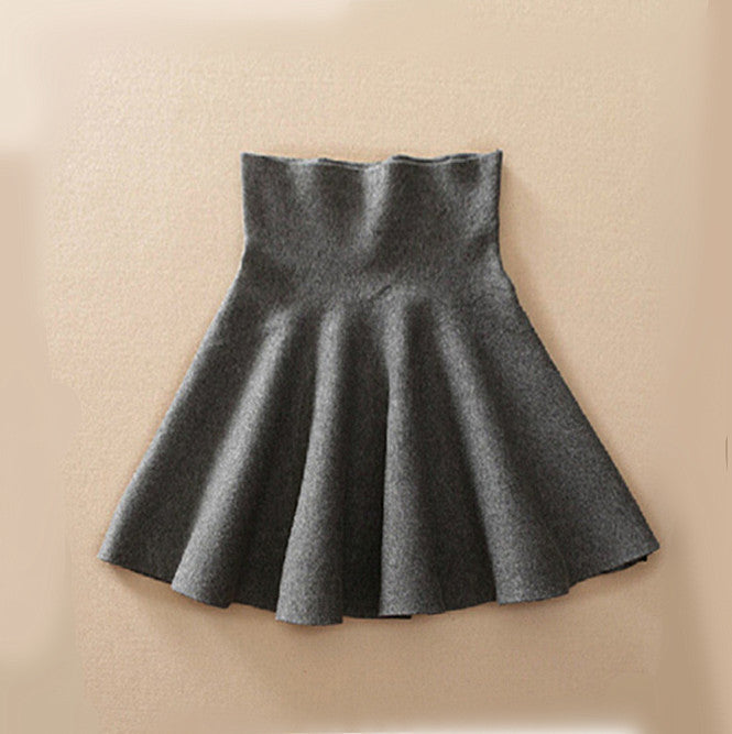 Spring Autumn High Waist Knitted Skirts Women Pleated mini Skirt Casual Elastic Flared Skirt Female midi Short Skirt Woman-Dollar Bargains Online Shopping Australia
