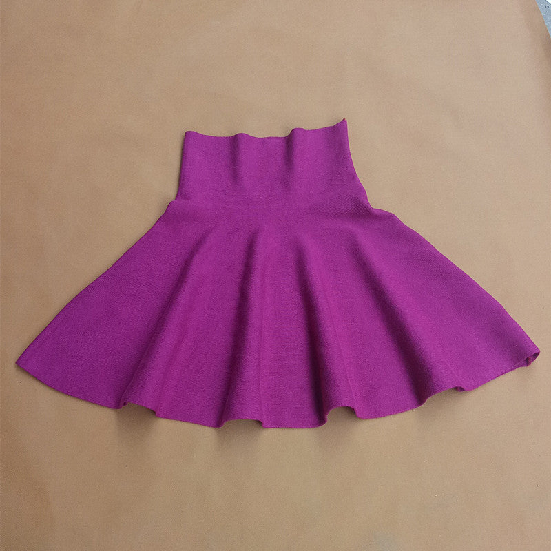 Spring Autumn High Waist Knitted Skirts Women Pleated mini Skirt Casual Elastic Flared Skirt Female midi Short Skirt Woman-Dollar Bargains Online Shopping Australia