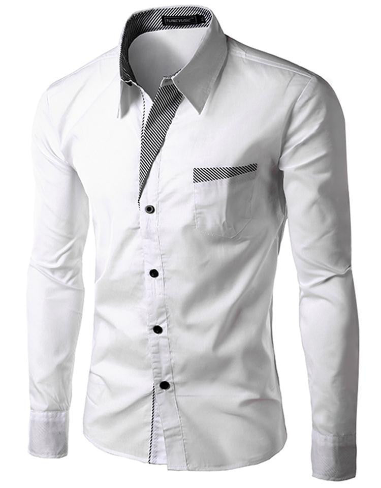 Brand Dress Shirts Mens Striped Shirt Slim Fit Chemise Homme Long sleeve Men Shirt Heren Hemden Slim Camisa Masculina - CelebritystyleFashion.com.au online clothing shop australia