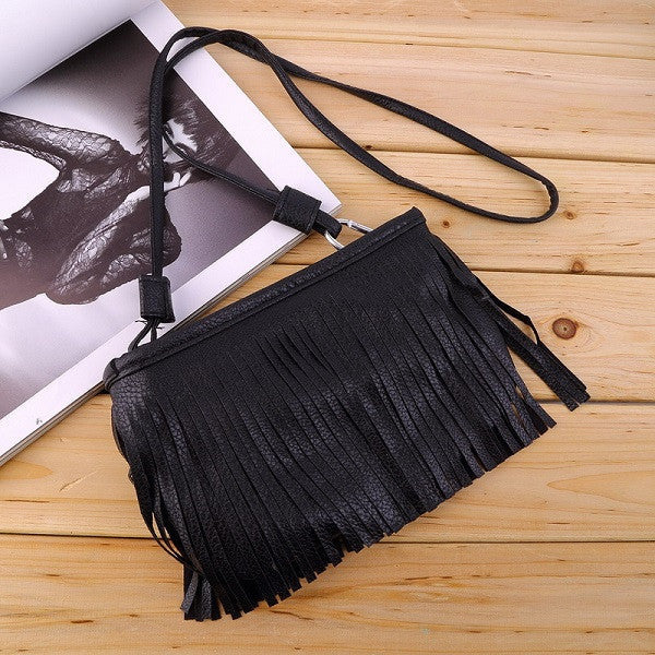 Fashion Women Punk Satchel Tassel Suede Fringe Shoulder Messenger Cross Body Bag Ladies Mini Small Casual PU Leather bags-Dollar Bargains Online Shopping Australia