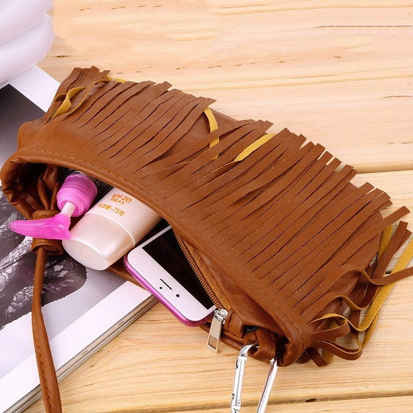 Fashion Women Punk Satchel Tassel Suede Fringe Shoulder Messenger Cross Body Bag Ladies Mini Small Casual PU Leather bags-Dollar Bargains Online Shopping Australia