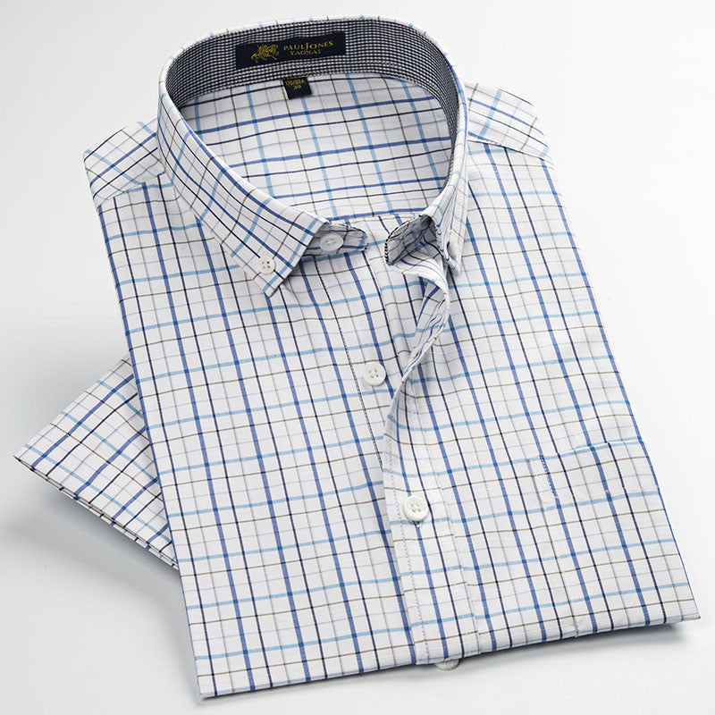 NEW Brand Men's shirts Fashion Casual Plaid short sleeve shirt men Dress shirt spring summber style shirts for man - CelebritystyleFashion.com.au online clothing shop australia