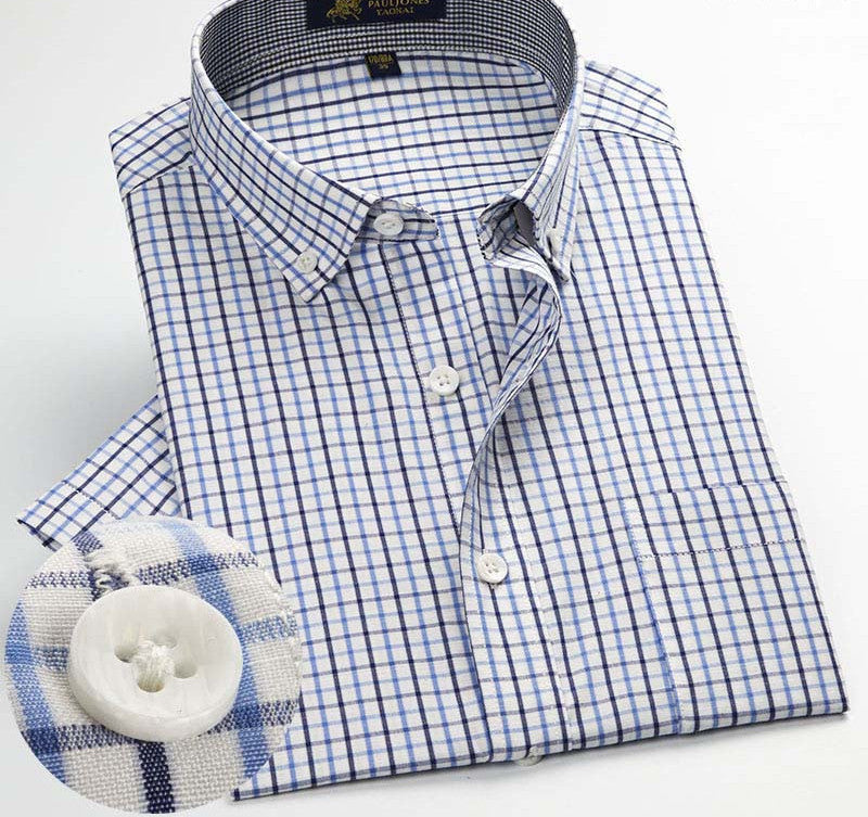 NEW Brand Men's shirts Fashion Casual Plaid short sleeve shirt men Dress shirt spring summber style shirts for man - CelebritystyleFashion.com.au online clothing shop australia