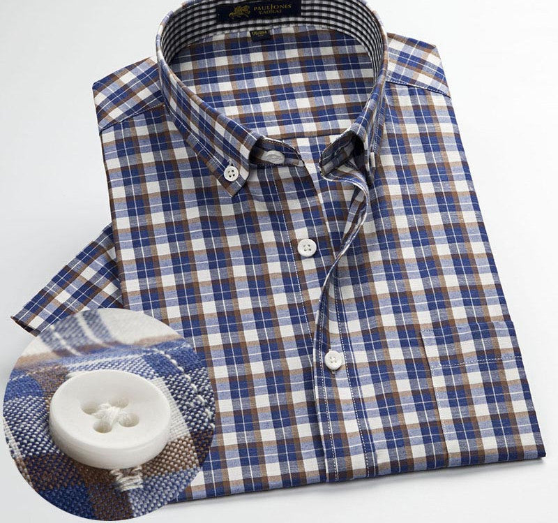 NEW Brand Men's shirts Fashion Casual Plaid short sleeve shirt men Dress shirt spring summber style shirts for man - CelebritystyleFashion.com.au online clothing shop australia