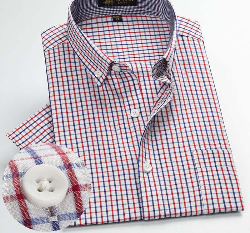 NEW Brand Men's shirts Fashion Casual Plaid short sleeve shirt men Dress shirt spring summber style shirts for man - CelebritystyleFashion.com.au online clothing shop australia