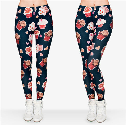 Mix City 3D Print Muffin Jersey Leggings Fashion Casual Women/girl Leggings Pink Fitness Legging Pants High Elastic-Dollar Bargains Online Shopping Australia
