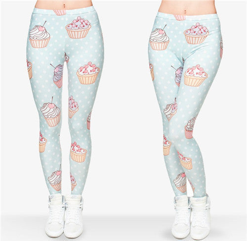 Mix City 3D Print Muffin Jersey Leggings Fashion Casual Women/girl Leggings Pink Fitness Legging Pants High Elastic-Dollar Bargains Online Shopping Australia