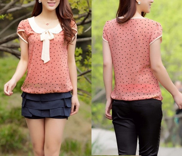 Fashion summer women clothes Dot Doll lace shirt casual chiffon blouse plus size Tops #k-Dollar Bargains Online Shopping Australia