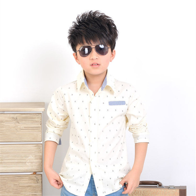 Spring Children kids fashion Print Anchors shirts , boys cotton shirts , boys tops clothing shirts - CelebritystyleFashion.com.au online clothing shop australia