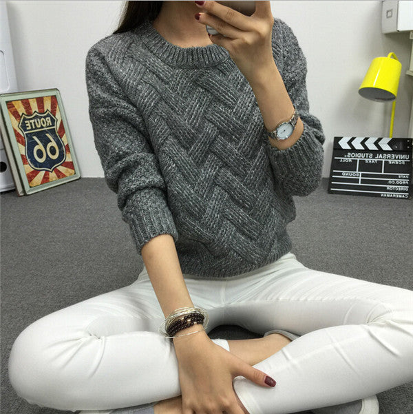 Women Casual Sweater Plaid Female Pullover O-neck Spring and Autumn Computer Knitted-Dollar Bargains Online Shopping Australia