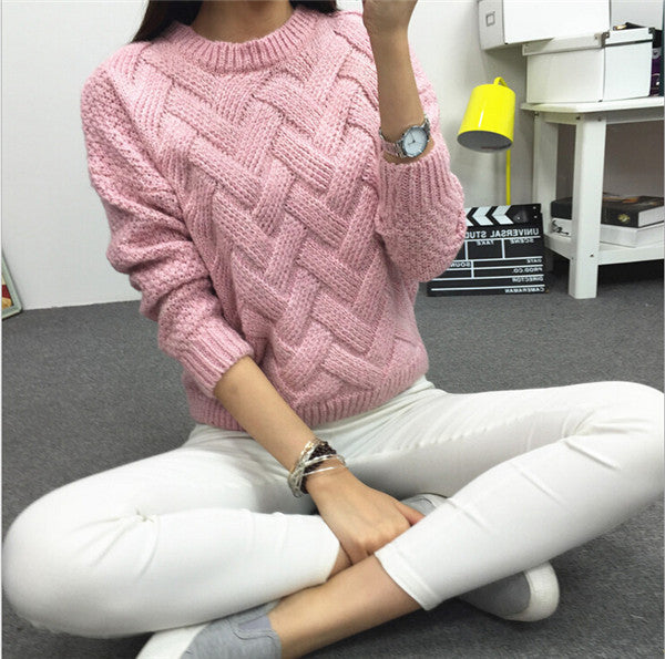Women Casual Sweater Plaid Female Pullover O-neck Spring and Autumn Computer Knitted-Dollar Bargains Online Shopping Australia