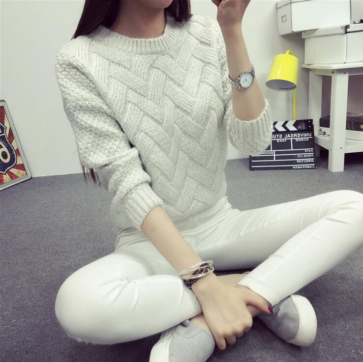 Women Casual Sweater Plaid Female Pullover O-neck Spring and Autumn Computer Knitted-Dollar Bargains Online Shopping Australia