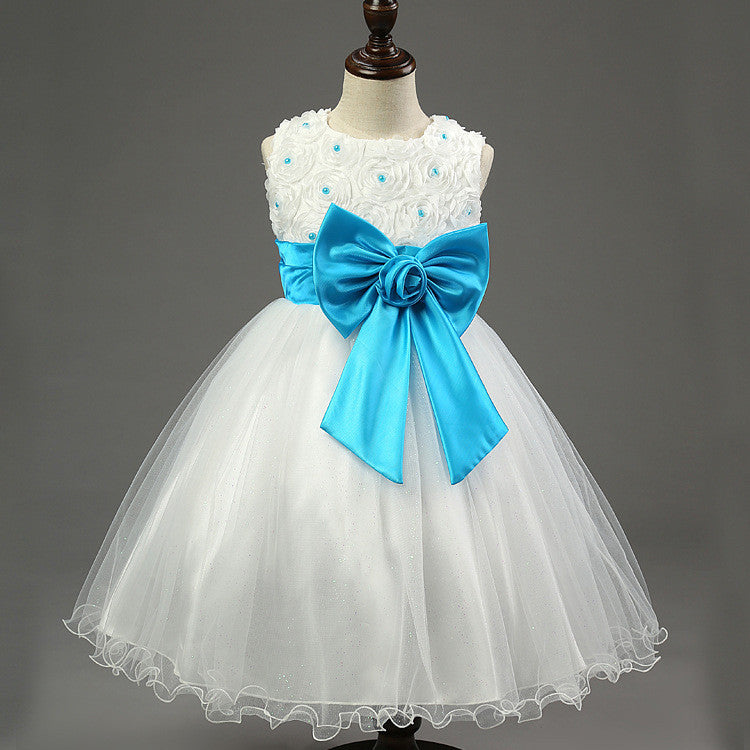 Lace Girl Dresses Children Dress Party Summer Princess Baby Girl Wedding Dress Birthday Big Bow Pink For 100-160 - CelebritystyleFashion.com.au online clothing shop australia